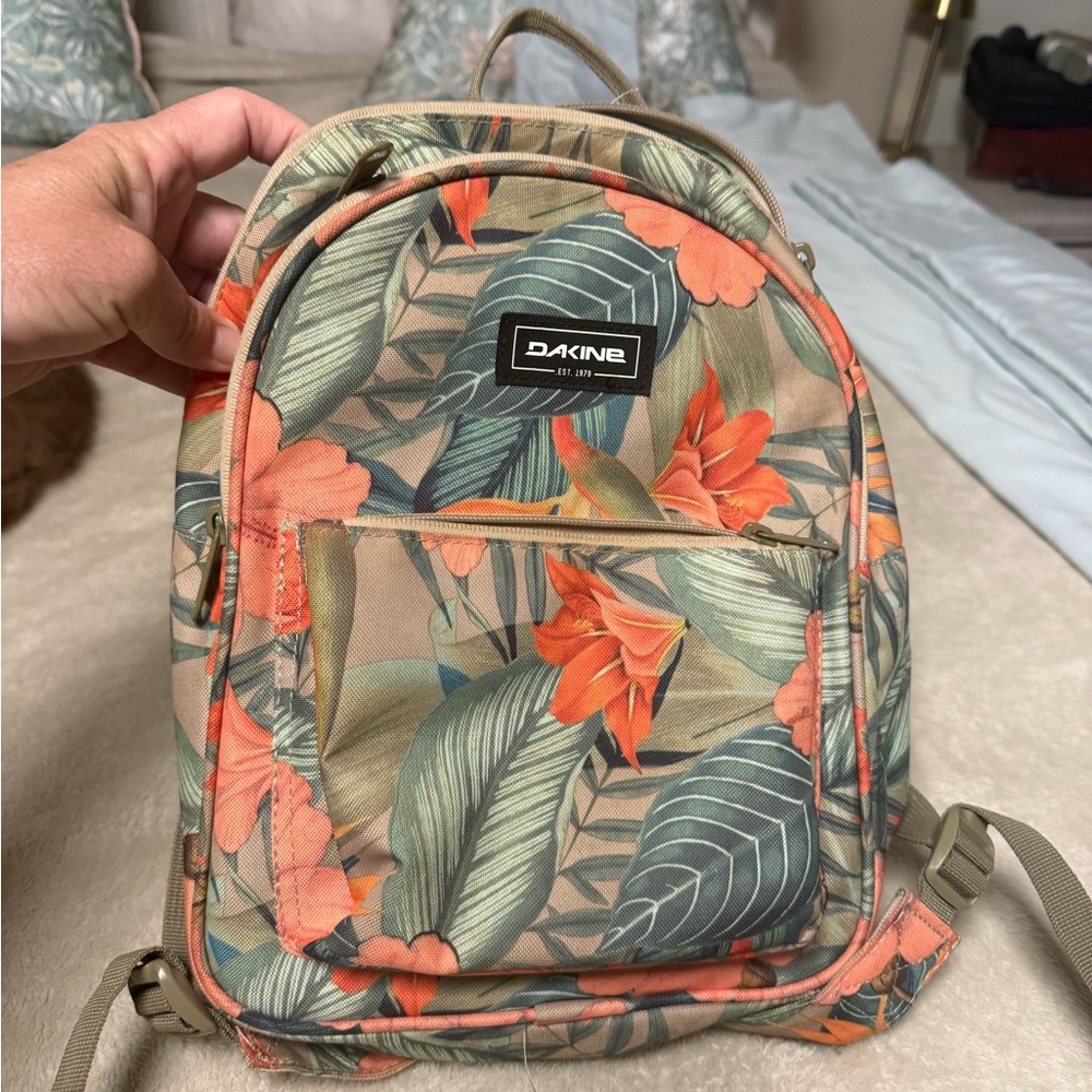 DAKINE Floral Mini Backpack in Green & Coral